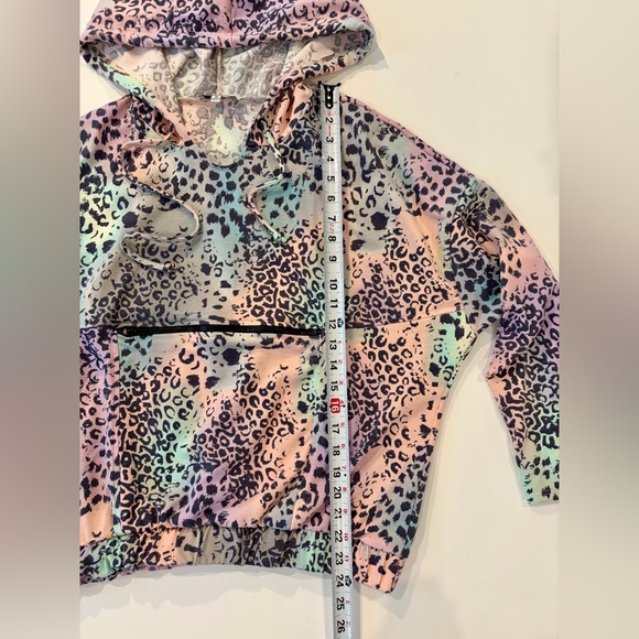 White Birch Rare Rainbow Neon Animal Print Leopard Hoodie Medium 90’s Style - Picture 3 of 11